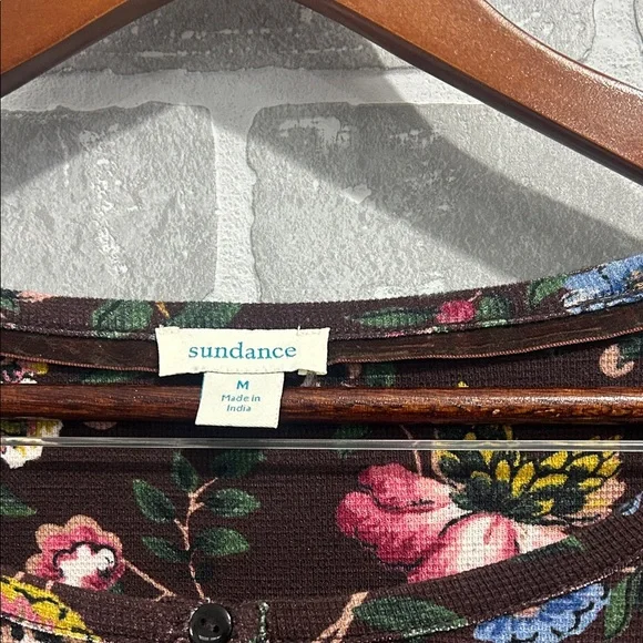 Sundance Dark Floralā 3/4 Sleeve Thermal Womens Size Medium Top - Picture 5 of 8